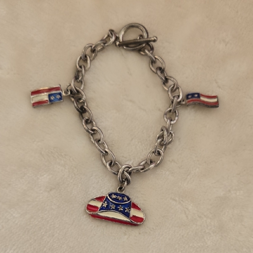 Patriotic Charm Bracelet with Flag Accents